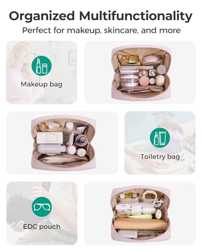 Image of BAGSMART Small Makeup Bag, Puffy Wide-open Zipper Cosmetic Pouch
