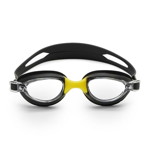Image of Boldfit Swimming Goggles for Men & Women with Adjustable Strap Anti Fog Goggles for Swimming Men Swimming Goggles for Women Air Tight Swim Goggles UV Protection Training Swim Goggles - BlackYellow