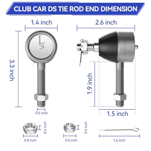 Panglong Golf Cart Ball Joint Kit-Club Car DS Tie Rod End Set of 3, Club Car DS Tie Rod End with Grease Fitting Suitable for 1976-2008 Club Car DS Golf Cart, OEM# 7540, 7539 - Thumbnail 4