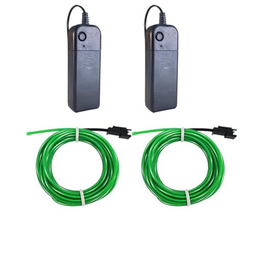 Image of dobestyou Green 2pack EL Wire -3m Glow-in-the-Dark Electroluminescent Wire with Power Adapter, Waterproof Flexible Light Strip for Halloween Costumes, Cosplay, Rave Parties & DIY Nighttime Decorations