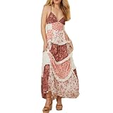 Design : jolie robe d'été à nouer sur les épaules pour femme, robe longue pour femme, robe de vacances d'été, robe d'été bohème vintage, robe smockée Y2K, robe sans manches, robe d'été dos nu, robe bohème fluide.
