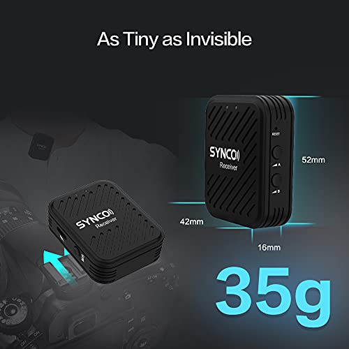 fantaxi SYNCO G1 (A2) Sistema de microfone sem fio 2.4G com 1 receptor e 2 transmissores e 2 microfo