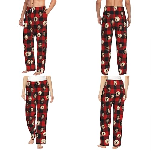 Custom Pajamas Pants For Women Men With Photo Pets Face Customized PJ Pants Set Personalized Christmas Design Your Own Bottoms3