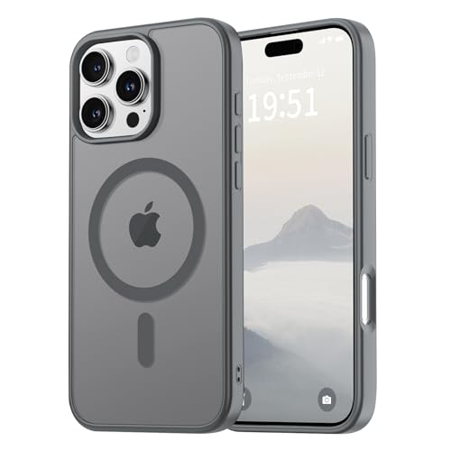 vnnink for iPhone 16 Pro Max Case,Magnetic Matte Military Grade Drop Protection Translucent Cell Phone Cover - Slim Rugged Durable Shockproof Bumper Case-Gray - image 1