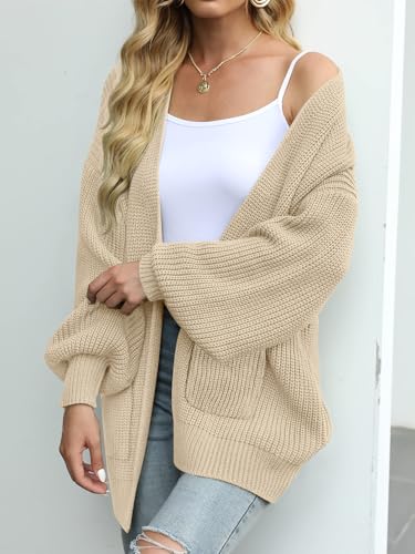 Image of MEROKEETY Long Sleeve Oversized Cardigan Sweaters for Women | Fall Winter Sweaters, Open Front, Chunky Knit, 2026 Casual Work Outerwear with Pockets