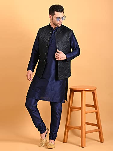 Image of Uri and MacKenzie Men's Silk Blend Kurta Pajama with Designer Ethnic Nehru Jacket /Modi Jacket