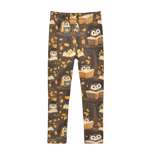 Owl Reading on Branches Girls Leggings Athletic Pants Tights Stretch Bottom