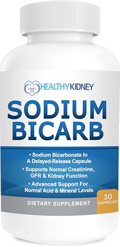 Sodium Bicarbonate 650 Mg Tablets - Delayed Release for Normal Kidney Function - Baking Soda Tablets Sodium Pills Bicarbonato De Sodio para Tomar Bicarbonate of Soda - 30 Capsules