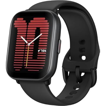 Amazfit Active 42mm Smart Watch com GPS, chamadas Bluetooth e música, bateria de 14 dias, display AMOLED de 1,75" e Alexa embutido, relógio de fitness para Android e iPhone (Black)