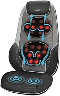 HoMedics ShiatsuMax 2.0 - Electric Heated Shiatsu Back Massager with Remote Control, Deep Kneading Massage Chair for Shoulders, Back, Upper Legs, Adjustable Headrest and Cushion Back Flap - Grey