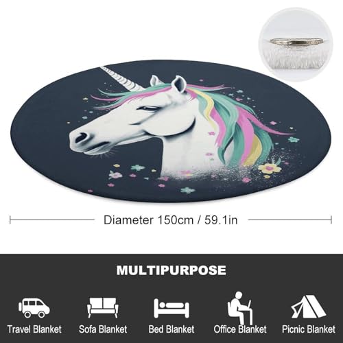 Couverture ronde Be Horse 150 cm pour salon et voyage - 3