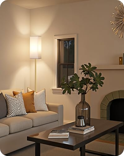Image of 2Pack Floor Lamp, Pole Lamp with Foot Switch, Modern Standing Lampshade, Minimalist Freestanding Lamp (Bulb Not Included)for Living Room, Bedroom,Study, ETL Listed,Gold and White DCW07LDP205