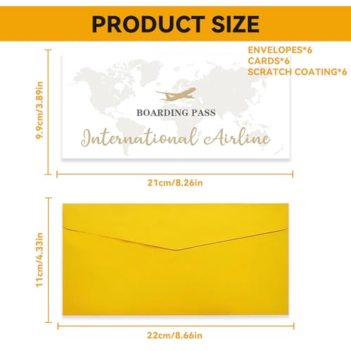 WJWINER 6 Stück Gutschein zum Selber Ausfüllen mit Rubbelaufkleber, Flugticket Geschenk, Personalisierbarer Gutschein, Flugticket Geschenk, Geschenk Idee für Freundin, Mama, Kind