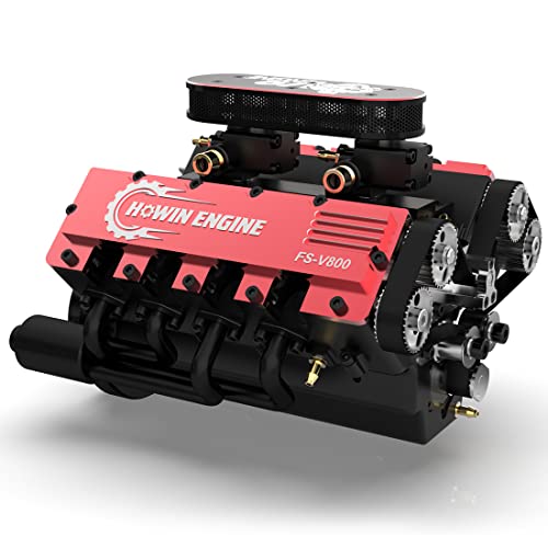 Image of MAYS 8 Cylinder Engine Kit Mini V8 Model, TOYAN HOWIN FS-V800 1 /10 Four-Stroke Water-Cooled Nitro Model for RC Car Boat Physics Science DIY Toy Kids & Adults - Version, 12.34 x 3.2 x 12.73cm