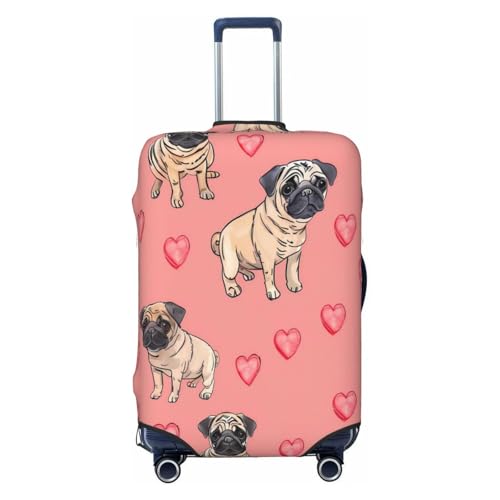 Cute Animal Pug Puppy Travel Luggage Cover Elastic Suitcase Covers Washable Anti Scratch Luggage Dust Covers Protector, Fits 22-24 inch Luggage, M