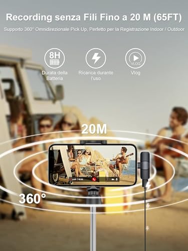 Moman-Microfono-Lavalier-Wireless-CP1XA-24-GHz-2TX-Mic-Senza-Fili-Doppio-Microphone-con-Interfaccia-Lightning-per-YouTube-Tiktok-Vlog-Microphone-Wireless-Lavalier-iPad-iPhone-14131211