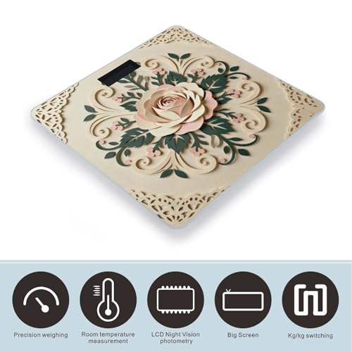 Báscula de baño digital con diseño Vintage Floral miniatura 3