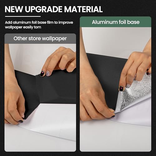 Image of practicalWs Peel and Stick Wallpaper 15.7 inch x 118 inch Black Wallpaper Self Adhesive and Removable Vinyl Film Stick Paper Easy to Apply Contact Paper Wall Coverings Shelf Home Decorative Liner Table