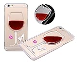 Fifine Liquid Case for Iphone 6,case for Iphone 6,hard Case for Iphone 6, Fashion Creative 3d Design Flowing Liquid Red Wine Glass Red Lip High Heels Clear Back Hard Case Cover for Apple Iphone 6 with 4.7 Inch Screen (Red Wine Glass Lips) with Fifine Touch Id Button Ring