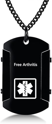 Miniatura 50 de Collar de identificación de alerta médica para hombres, grabado con láser, collar con colgante de etiqueta de acero inoxidable, identificación