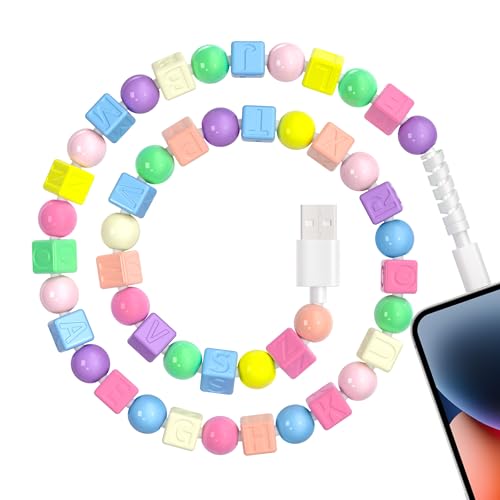 WESADN USB A for iPhone Charging Cable Cute Bear Beaded Fast Charging Cord MFi Certified 3.3FT Phone Charger Cable 66W USB A Charger Cords Girls Women for iPhone 14 13 12 11 for iPad Candy Colorful
