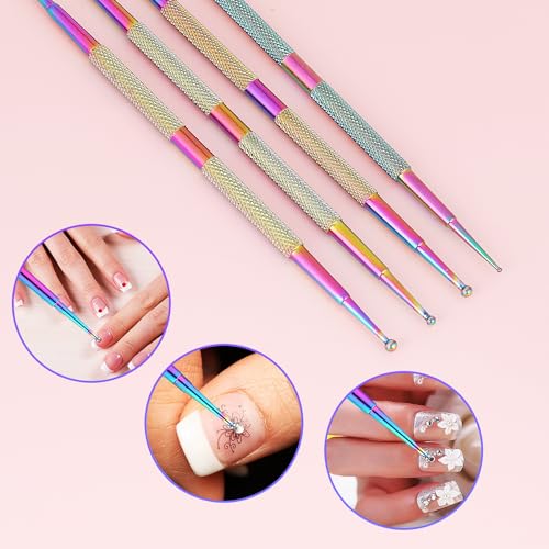 Jeffdad Ferramenta de pontilhamento de unhas, 4 peças de ferramentas profissionais de arte de unha d