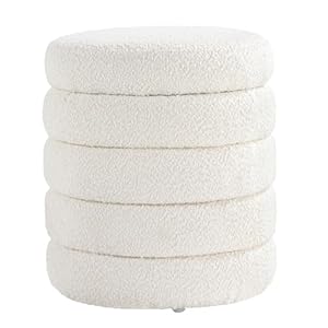 Modern round ottoman with soft padded seat storage vanity chairs for makeup upholstered footrest stool ottoman foot stool for living room bedroom  urban country home decor