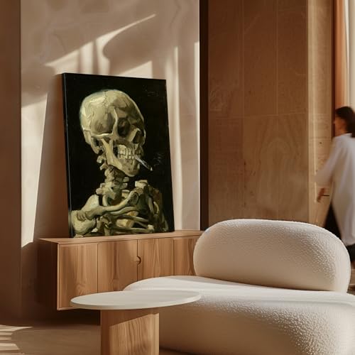 Image of Poster Master Van Gogh Canvas - Retro Skull of a Skeleton with Burning Cigarette Print - Skeleton Art - Gift for Men, Women - Decor for Bedroom, Living Room, Office - Available in 8x10 to 30x40