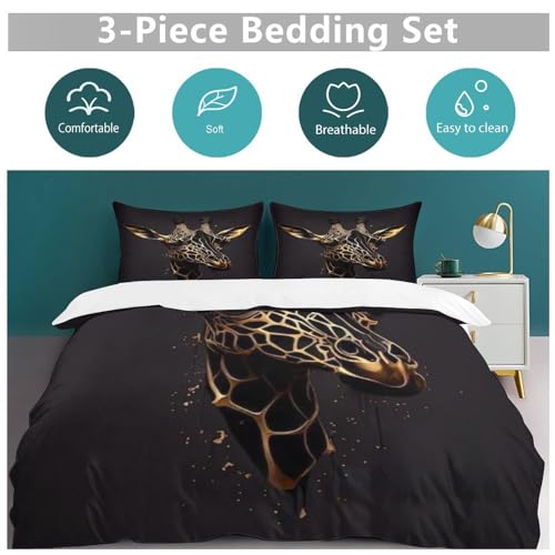Parure de lit girafe 3D King de qualité supérieure en microfibre douce