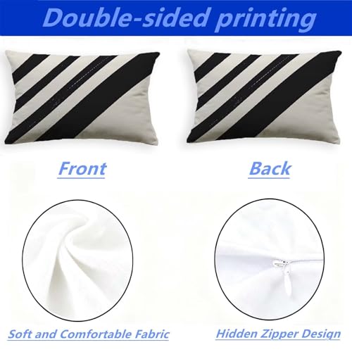 Housse de coussin noir et blanc 40x70 lot de 2 pour protéger vos oreillers