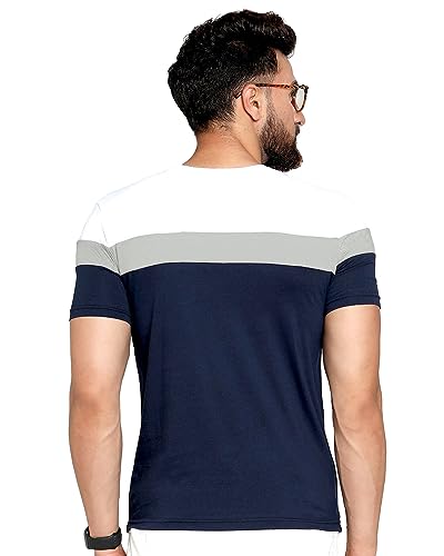 Image of Noble Monk Men Regular Fit T-Shirt | Round Neck | Half Sleeve | Self Design | Casual T Shirt for Men