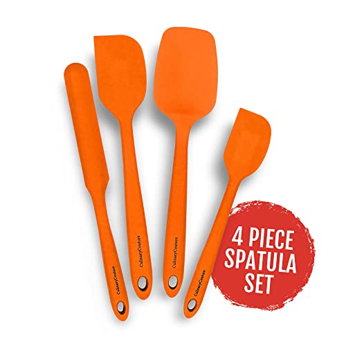 Culinary Couture Small Silicone Spatula Set, Silicone Heat Resistant Spatula For Cooking, Small Rubber Spatula Set For Nonstick Cookware, Cake Baking Spatula Set With Recipe E-Book, Set Of 4, Orange #TOP3