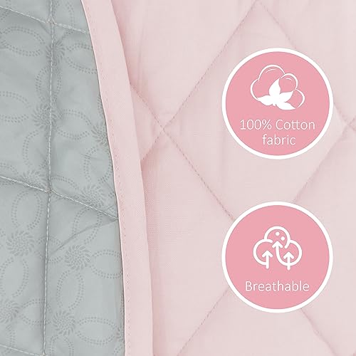 Krabbeldecke für Baby, Spieldecke Baby 140 cm Rund Gesteppte Matte, Dicke 1,5 cm Baumwolle Spielmatte Kinder Baby Weiche Krabbelmatte zum Krabbeln und Spielen-Rosa