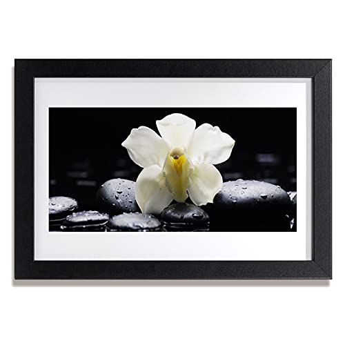 Affiche encadrée salon et chambre : grand cadre photo orchidée 70x50 cm pour mur chic