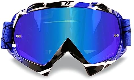 NENKI Dirt Bike Goggles for Men Women OTG ATV Goggles for Adults Anti Fog Motocross Goggles Motorcycle Goggles Off Road MX Riding Goggles UV Protection Dustproof Blue Tinted Lens