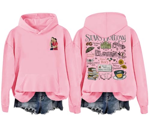 Sudadera con capucha con diseño de estrellas de Gilmore Preppy para niñas, sudadera con capucha de Luke's, sudadera con diseño de estrellas, sudadera Gilmore Preppy para niñas, rosa, S