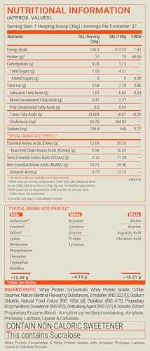 Image of FUELONE Whey Max (Mango, 1kg / 2.2lbs) | Whey Protein Concentrate & Whey Protein Isolate | 27g Protein & Creatine Monohydrate (Unflavoured, 100g, 33 Servings) | Combo Pack