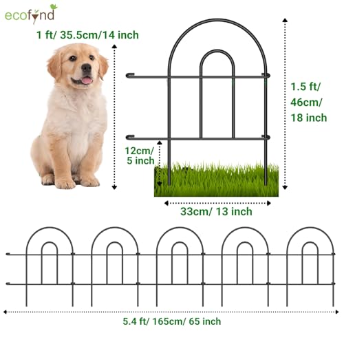 Image of ecofynd (1.5ft H X 5.4ft L) Decorative Garden Fence, 5 Pack Dig Fence Animal Barrier for Dog, Arched Flower Bed Edging, Wire Border Panel for Dogs, Rabbits, Landscape Patio Yard Outdoor Decor, GF9
