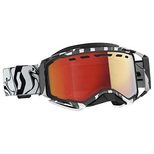 SCOTT Prospect Snow Cross LS Masque de motoneige unisexe pour adulte Marbre noir/blanc/rouge sensible à la lumière Chromé/taille unique 278603-7082341