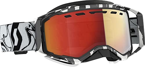 Scott Prospect Snow Cross LS Unisex-Adult Snowmobile Goggles - Marble Black/White/Light Sensitive Red Chrome/One Size, 278603-7082341