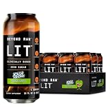 BEYOND RAW LIT Pre Workout, Jolly Rancher Green Apple, for Energy, Focus, Intensity and Pumps, with Nitric Oxide Boost, Zero Sugar, 250mg Caffeine with Beta Alanine, 12 Cans