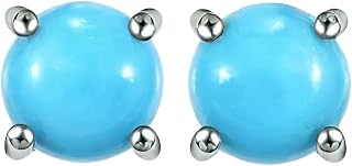 Blue Studs Turquoise Earrings for Women in 925 Sterling Silver with Platinum Plating - Beach Boho Western Earrings Turquoise Jewelry Birthday Gifts for Women