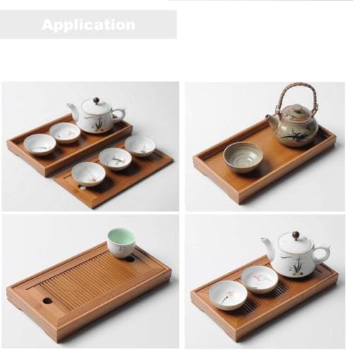 Double-layer Teapot Tray,Chinese Style Bamboo Tea Tray, Rectangular Natural Bamboo, 27 x 14 x 3 cm 2 in 1 Removable - Image 4