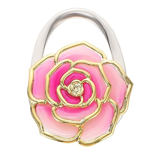 Totority Rose Flower Shaped Folding Handbag Purse Bag Hanger Table Hook Holder (Pink) for Dinning Room Decor