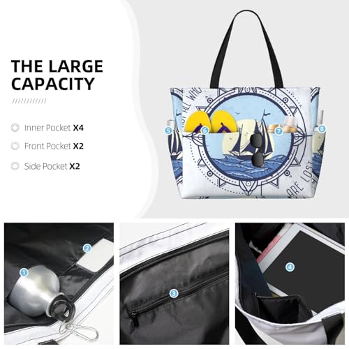 Not All Who Wander Are Lost2 Print Beach Pool Bags Tote For Women Ladies Large Gym Tote Carry On Bag For Weekender Travel Waterproof3