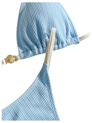 SOLY HUX Women's Halter Triangle Bikini Set Contrast Binding Thong Bathing Suit Two Piece Swimsuit4