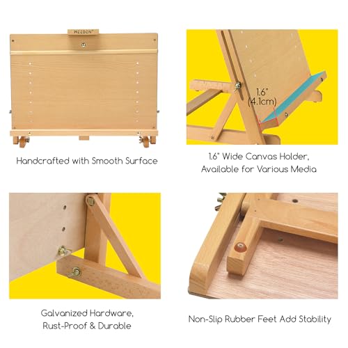 MEEDEN Large Drawing Board Easel, Solid Beech Wooden Tabletop H-Frame Adjustable Easel Artist Drawing & Sketching Board for Artists, Teens & Painters, Holds Canvas up to 23" high - Image 5