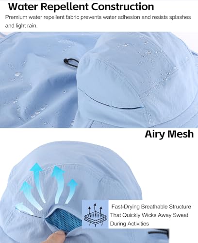 Image of Home Prefer UPF 80+ Sun Hat for Men Women Wide Brim Sun Hat with Neck Flap Summer Beach UV Protection Gardening Fishing Hat
