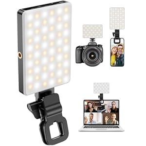 Selfie Lights and Cell Phone Fill Light for iPhone,3000mAh Rechargeable Clip on Light with 120 Led,CRI95+ Phone Light for Video Recording,Selfies,Live Streaming,Zoom Calls,YouTube,Makeup