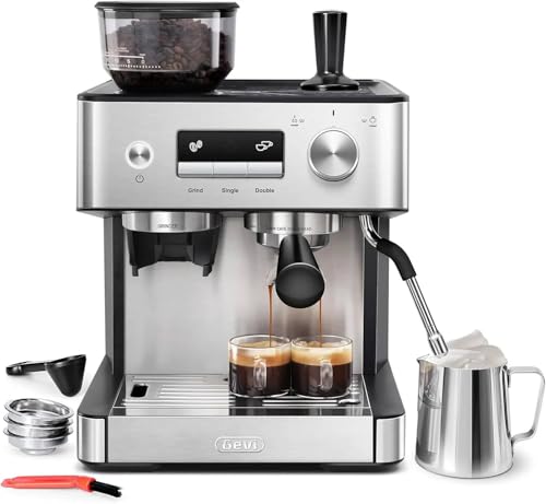 Image of Fastlink‚20 Bar Espresso Machine with Built-in Grinder & Milk Frother - Professional Coffee Maker for Barista-Quality Espresso at Home